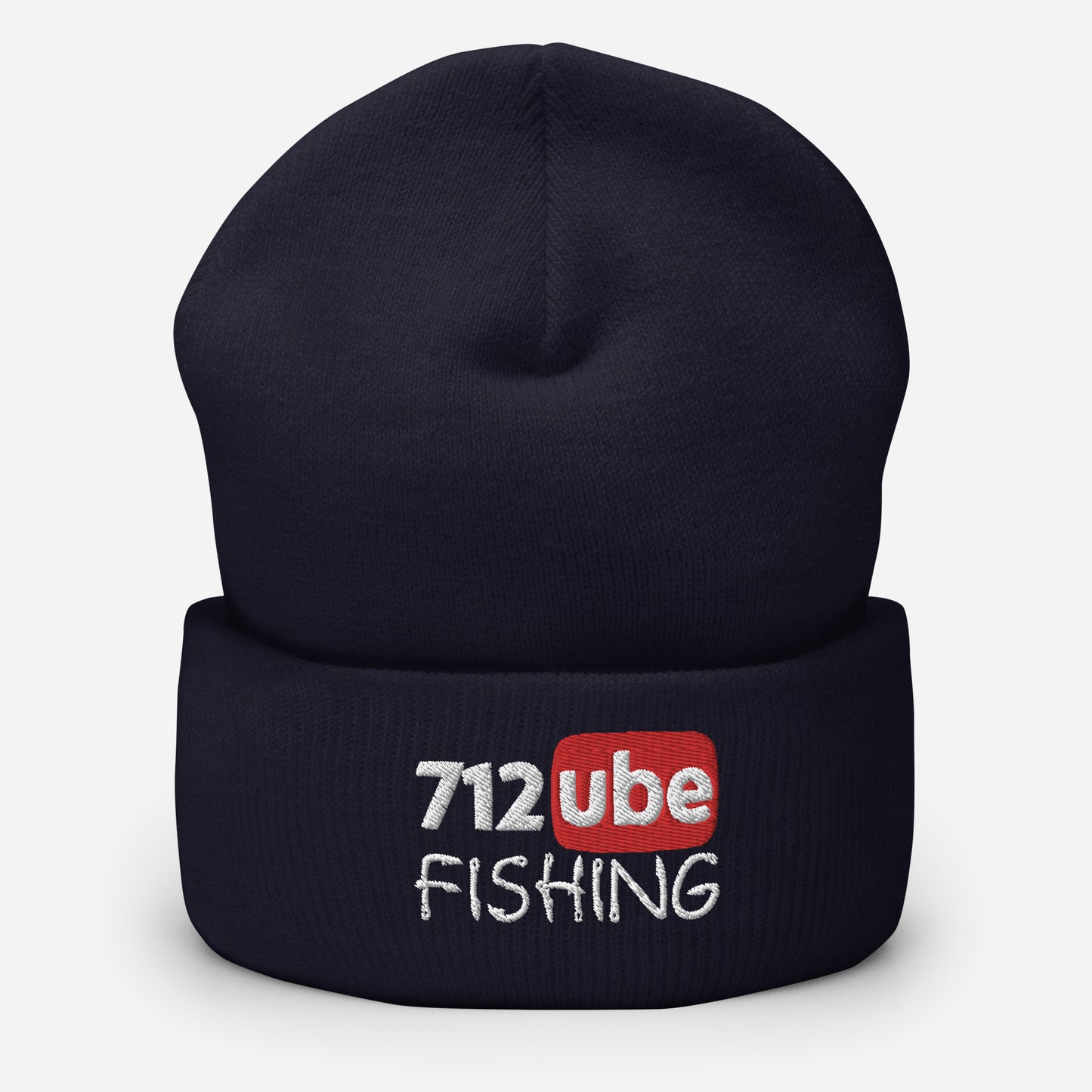 712ube Fishing Embroidered Cuffed Beanie (White Logo)