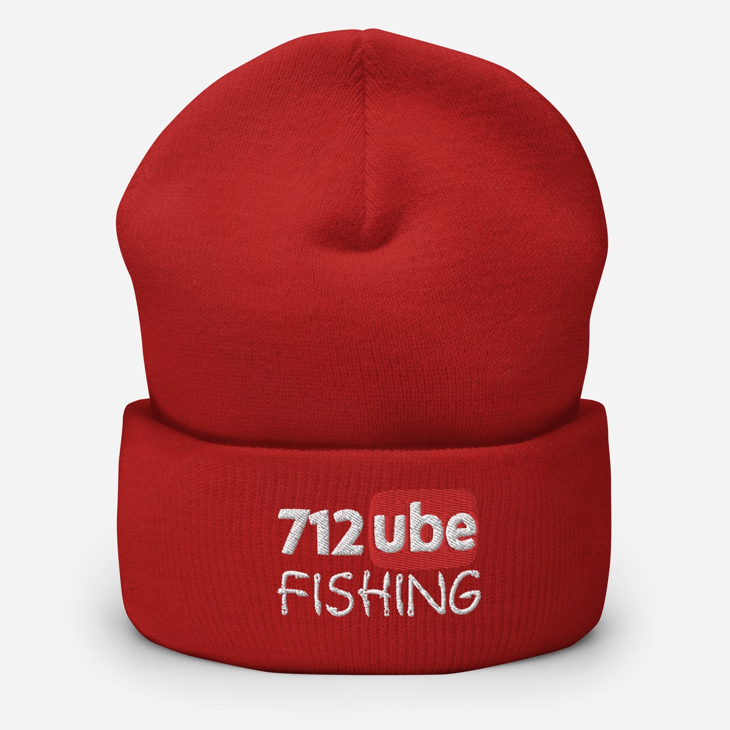 712ube Fishing Embroidered Cuffed Beanie (White Logo)