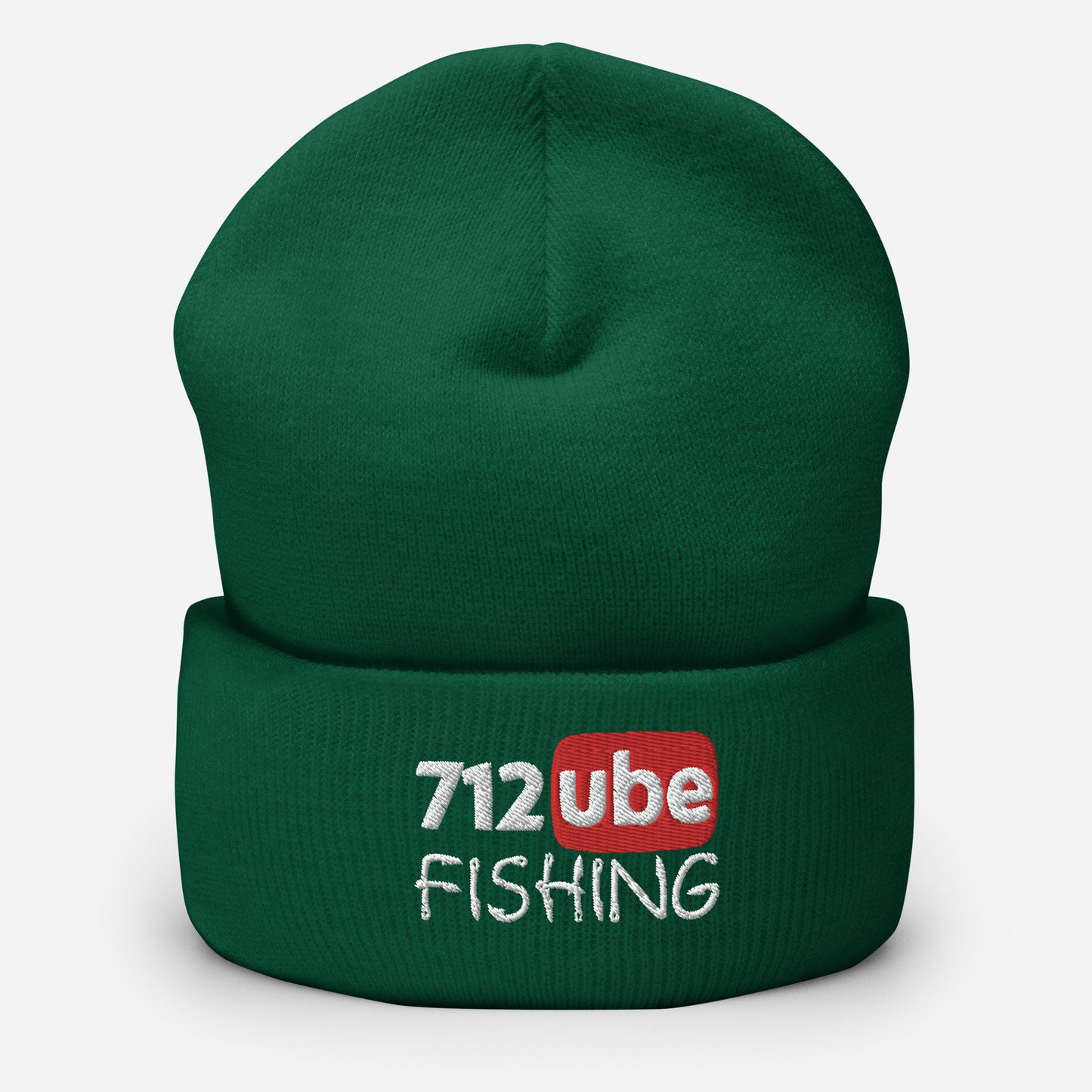 712ube Fishing Embroidered Cuffed Beanie (White Logo)