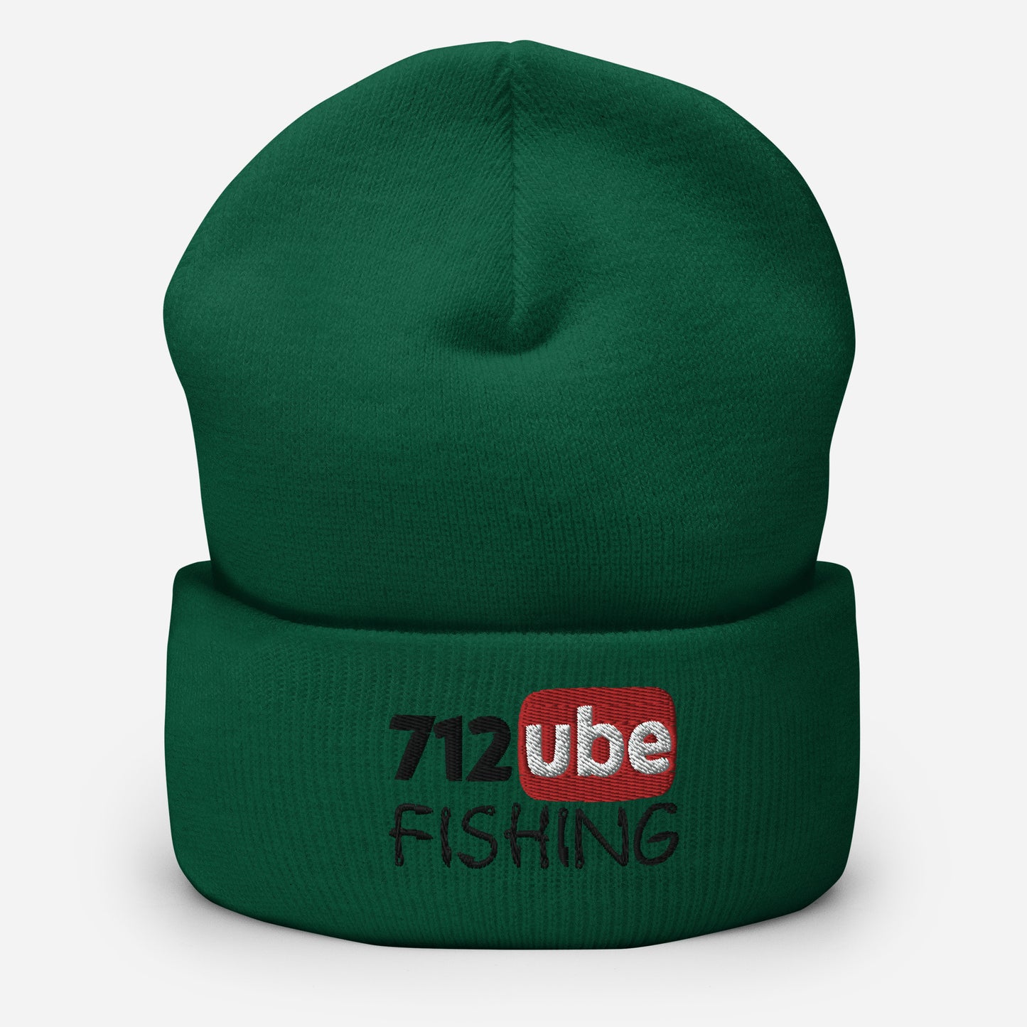 712ube Fishing Embroidered Cuffed Beanie (Black Logo)