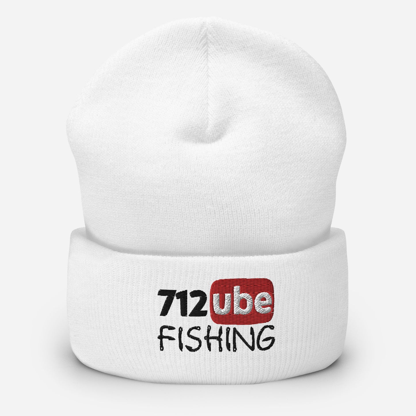 712ube Fishing Embroidered Cuffed Beanie (Black Logo)