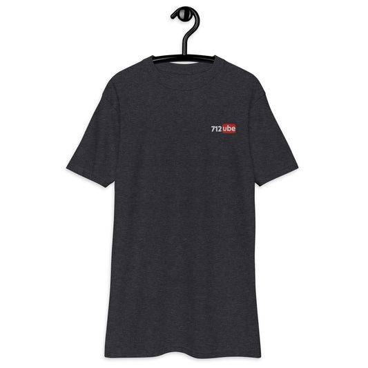 712ube Men’s Embroidered Premium Heavyweight Tee (White Lettering)