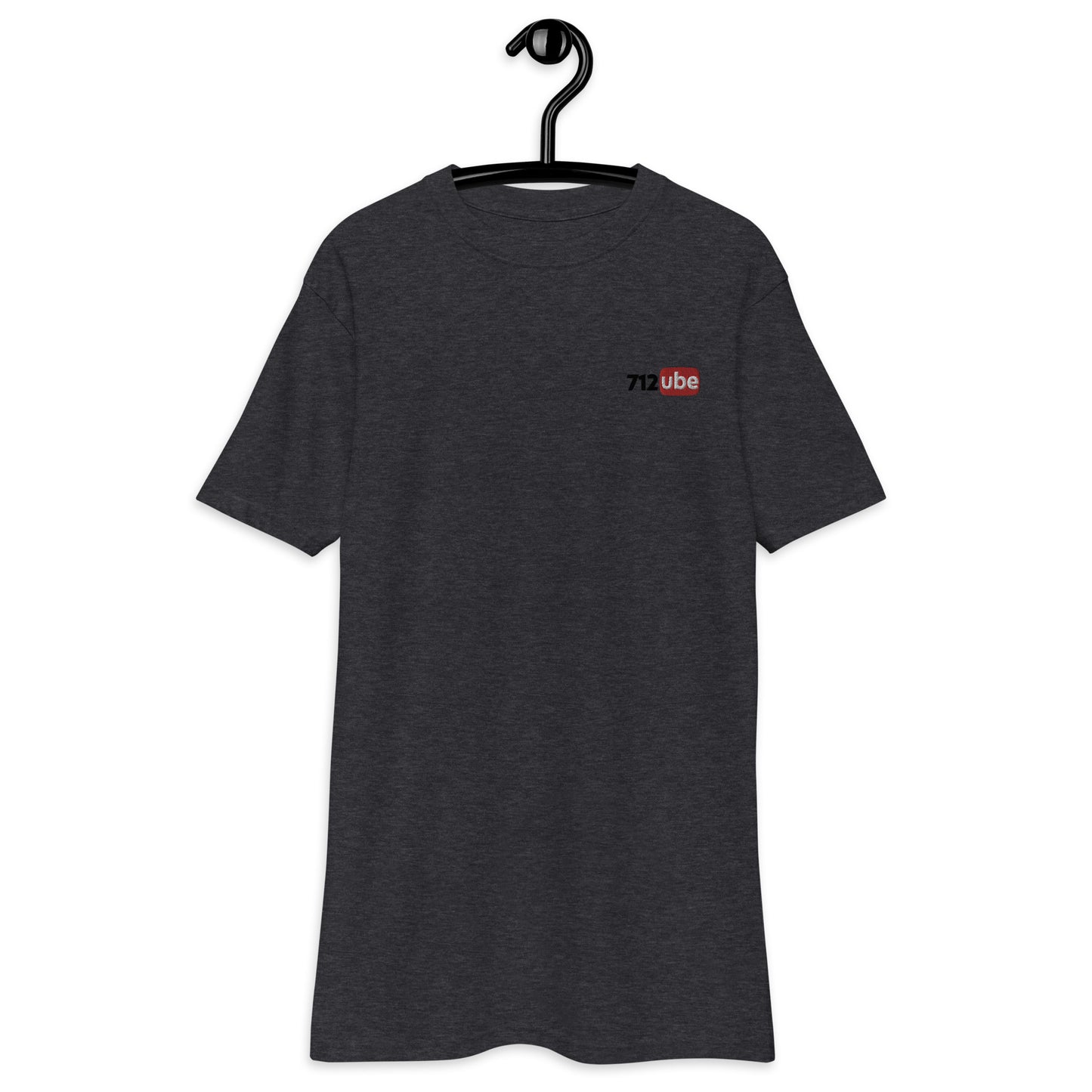 712ube Men’s Embroidered Premium Heavyweight Tee (Black Letter)