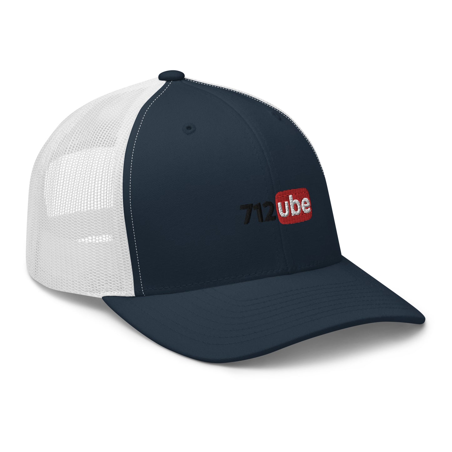 712ube Embroidered Trucker Cap (Black Lettering)