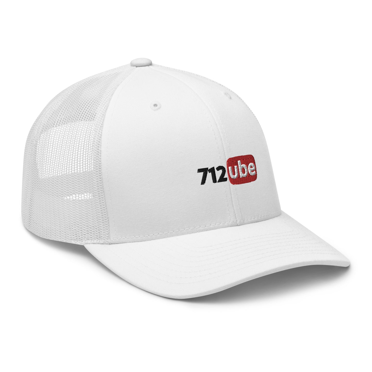 712ube Embroidered Trucker Cap (Black Lettering)