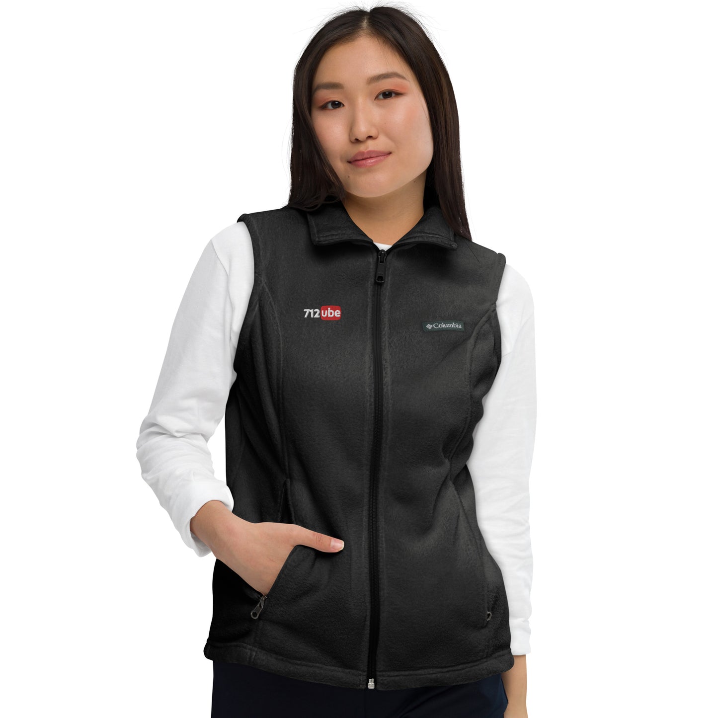 712ube x Columbia Women's Embroidered Fleece Vest (White Logo)