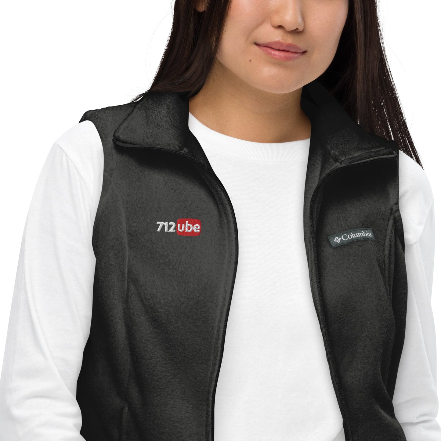 712ube x Columbia Women's Embroidered Fleece Vest (White Logo)