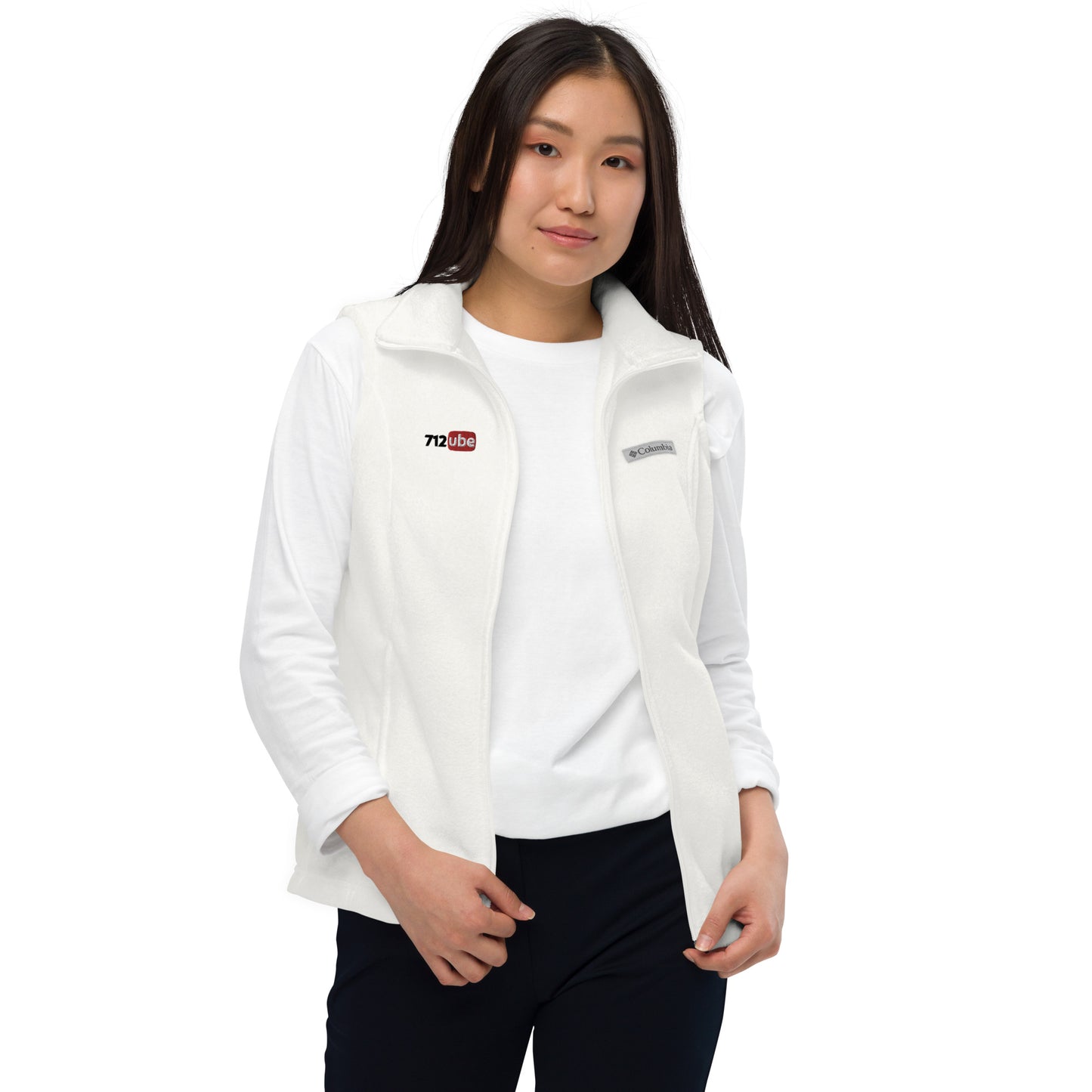 712ube x Columbia Women's Embroidered Fleece Vest (Black Logo)