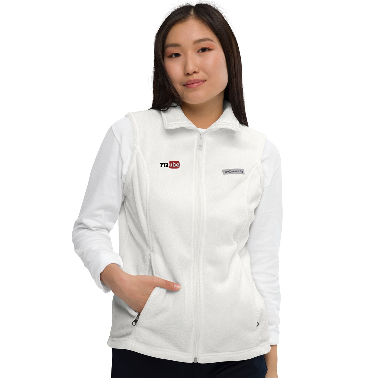 712ube x Columbia Women's Embroidered Fleece Vest (Black Logo)