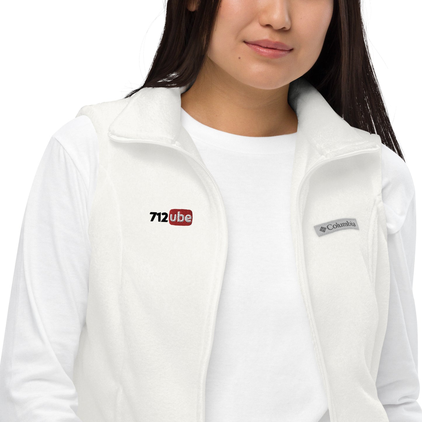 712ube x Columbia Women's Embroidered Fleece Vest (Black Logo)